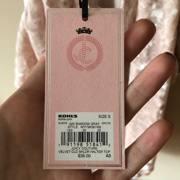 NWT Juicy Couture velvet cold shoulder top - Picture 5 of 5